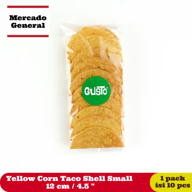 Fried yellow corn taco shells 12 cm pack
