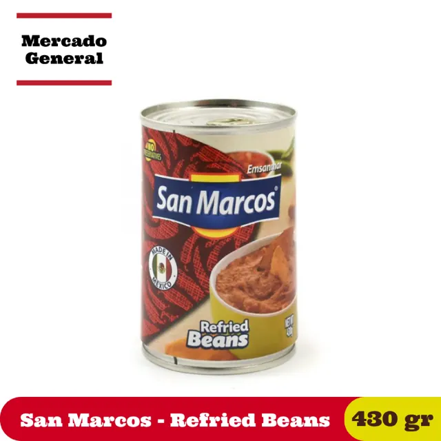 San Marcos refried beans can