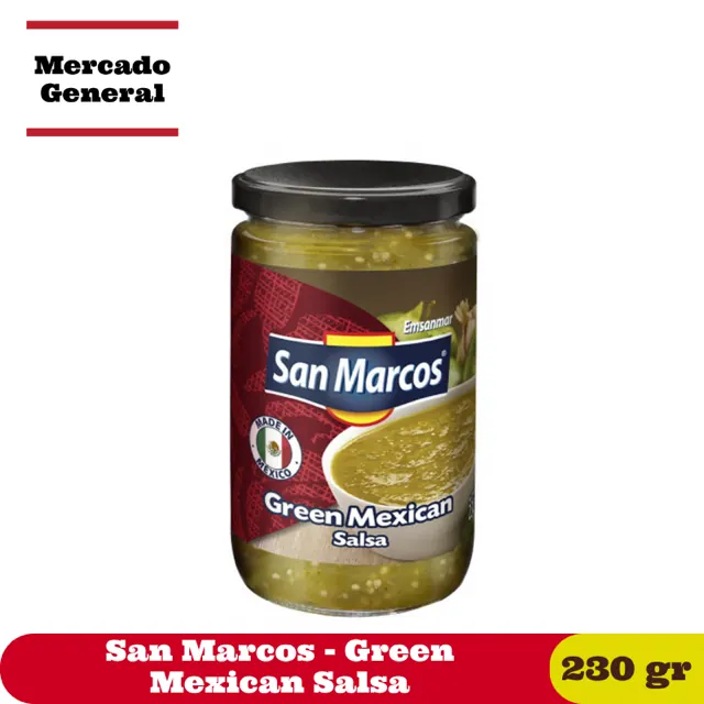 San Marcos green tomatillo salsa (salsa verde) can